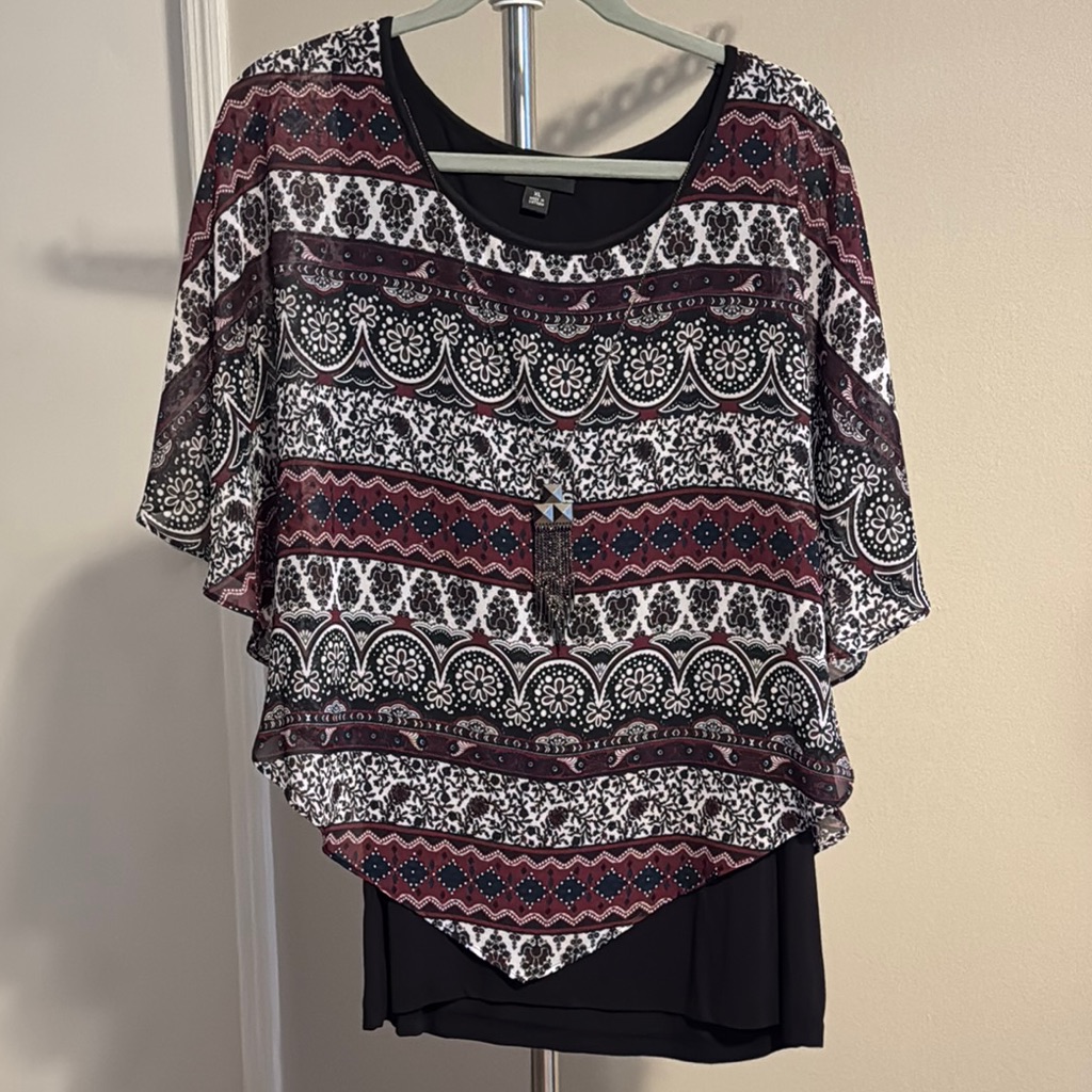 Ab Studio Red And Black Blouse